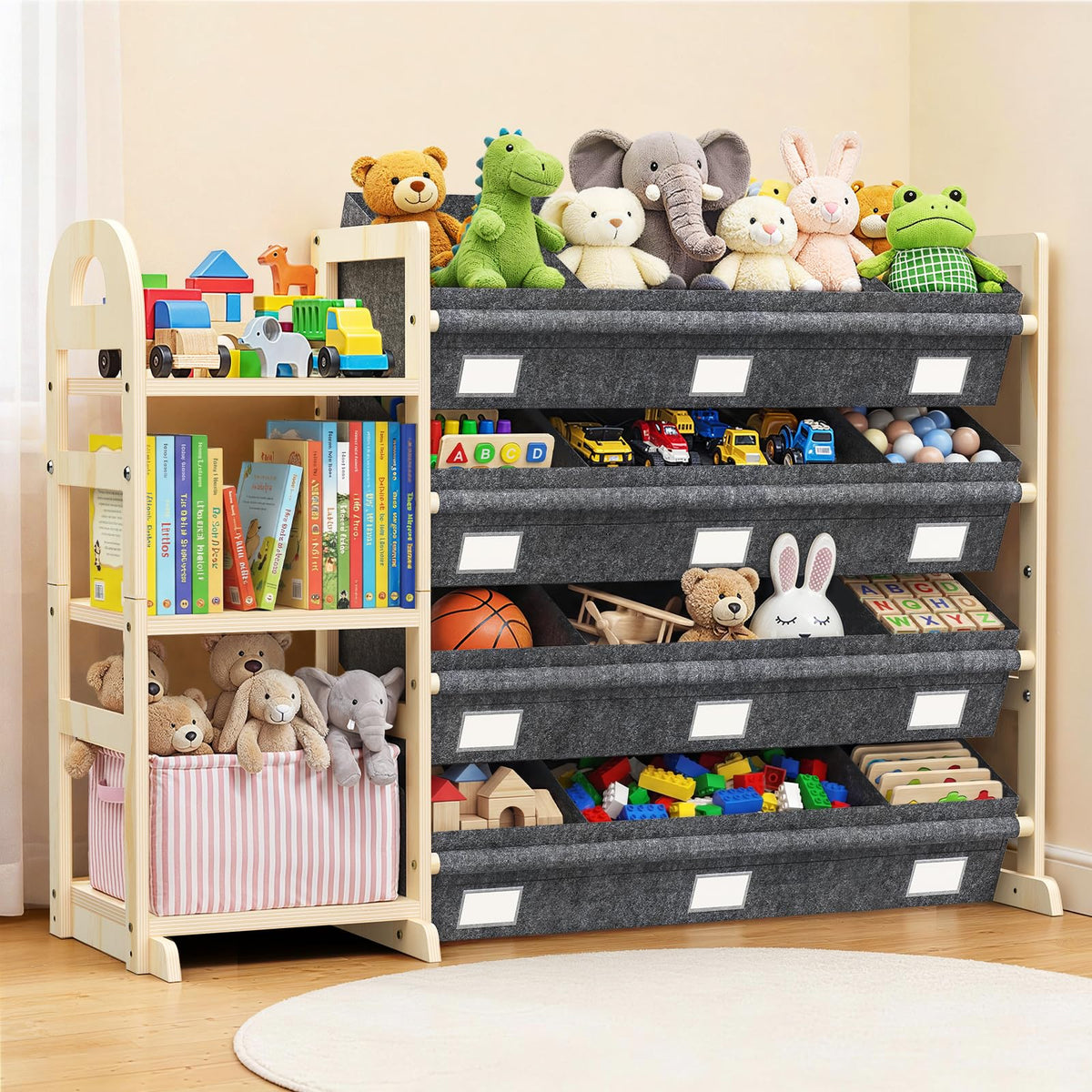 Toy Storage Organizer with 3 Shelves and 12 Bins | Home Organization - Image 1