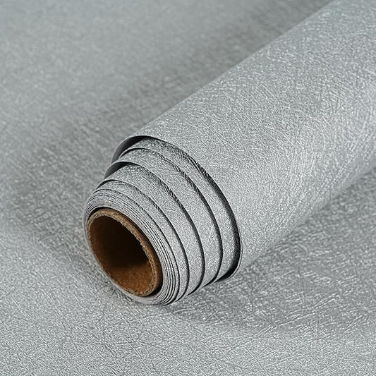 Peel and Stick Wallpaper Silver Gray Silk Wall Paper - 15.7 x 98 Inch Self Adhesive Wallpaper Peel and Stick, Easy to Paste Wall Contact Paper for Stand Liner, Table and Door Makeover Decor