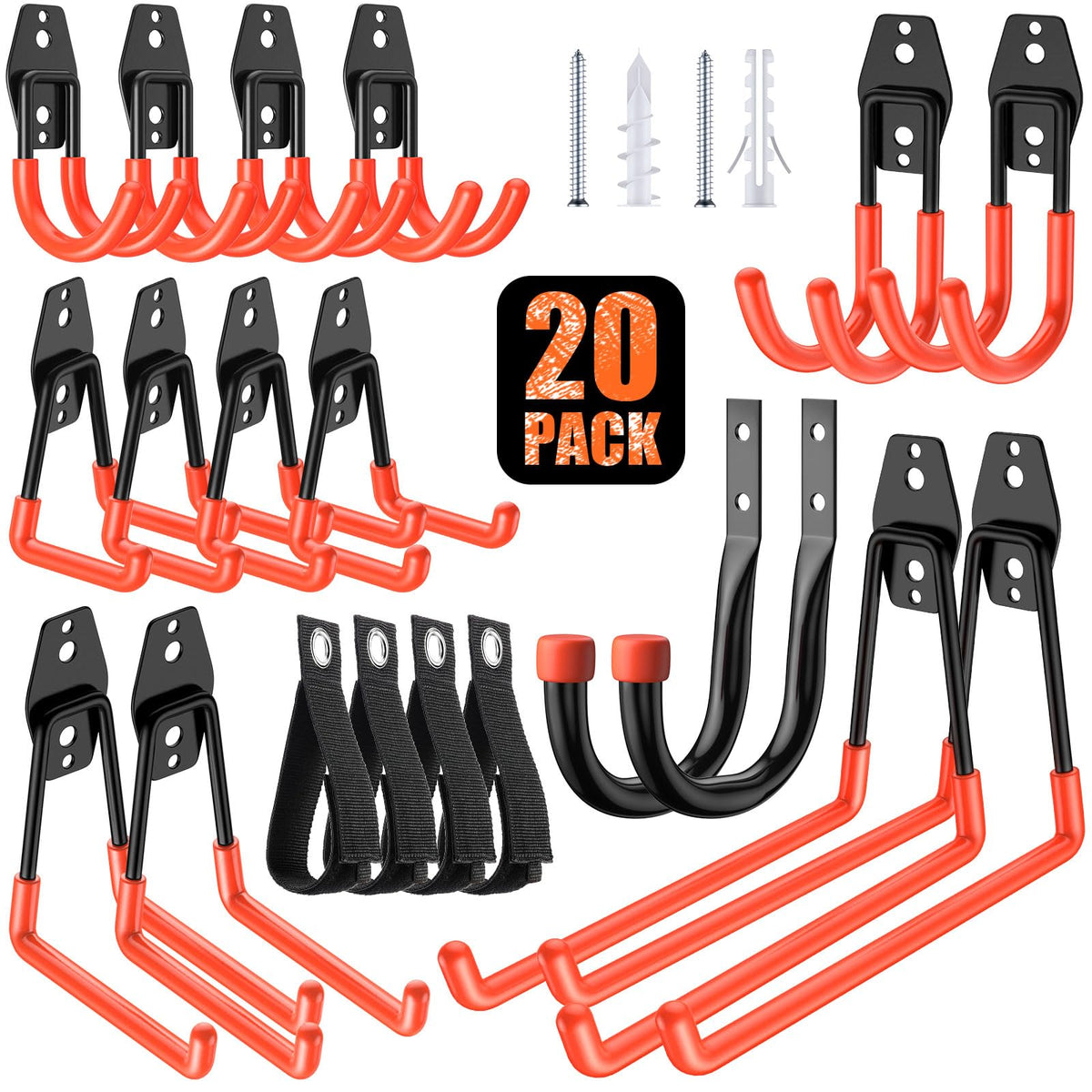 20-Pack Heavy Duty Garage Hooks for Storage & Hanging Items - Image 1