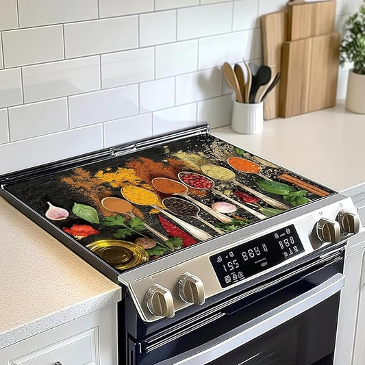 Decorative Electric Stove Top Covers, Heat Resistant Silicone Stove Cover Mat, Stove Top Protectors for Electric Flat Glass Stoves, Adds Extra Counter Space for Small Kitchens and Apartments