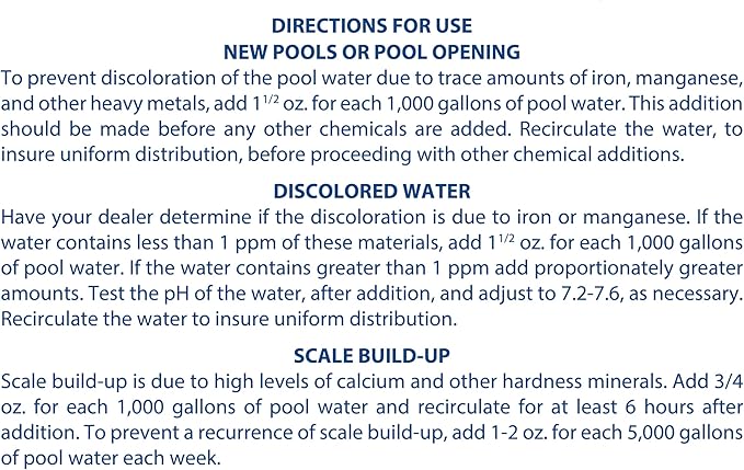 Pool Mate 1-Quart Premium Metal Out Stain and Mineral Inhibitor, Pool Metal Remover, Stain Remover, Made in USA