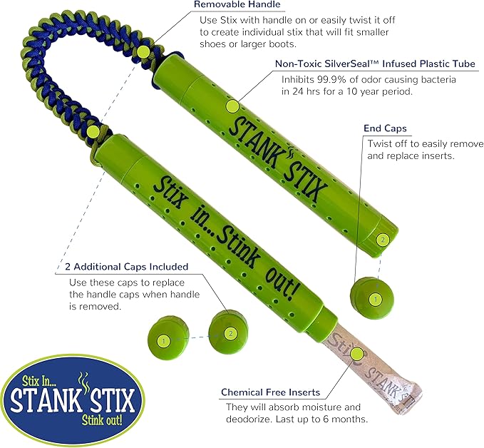 Glovestix StankStix Shoe Deodorizer and Odor Eliminator for Shoes, Boots, Smelly Gym Bags, Boxing, Lacrosse, Soccer & Hockey Gear, Non-Toxic