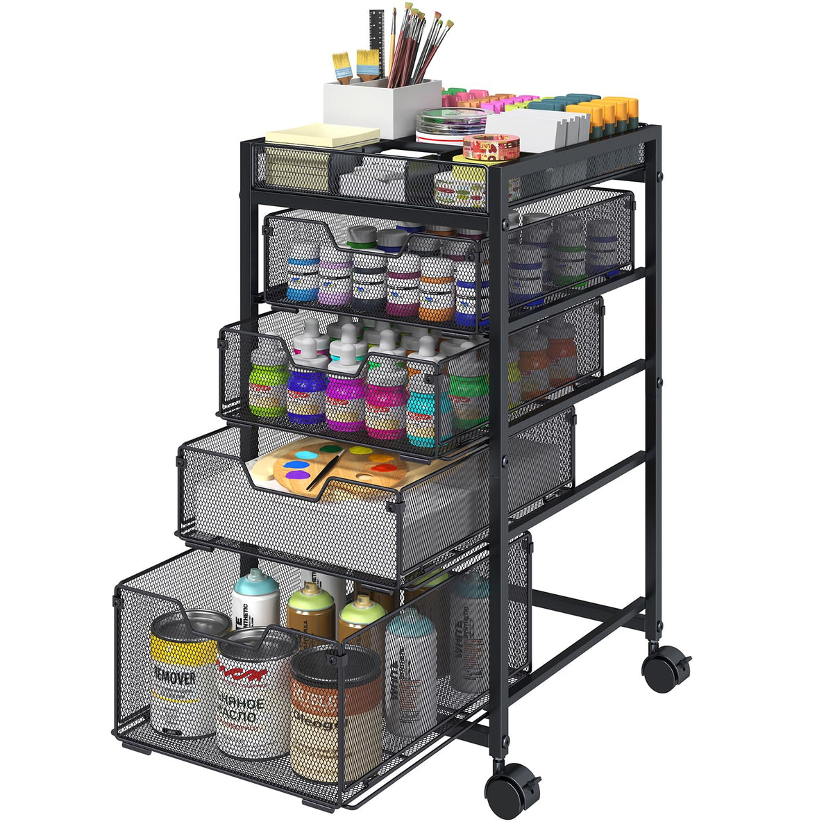 Rolling Utility Cart with 4 Drawers, Craft Organizer and Storage - Image 1