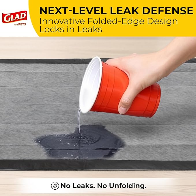 Glad for Pets Extra Large Charcoal Dog Training Pads, Absorbent Leak Proof Pee Pads for Dogs and Puppies, Odor Control Potty Pads with Activated Carbon, 28 x 30 Inches, 30 Count