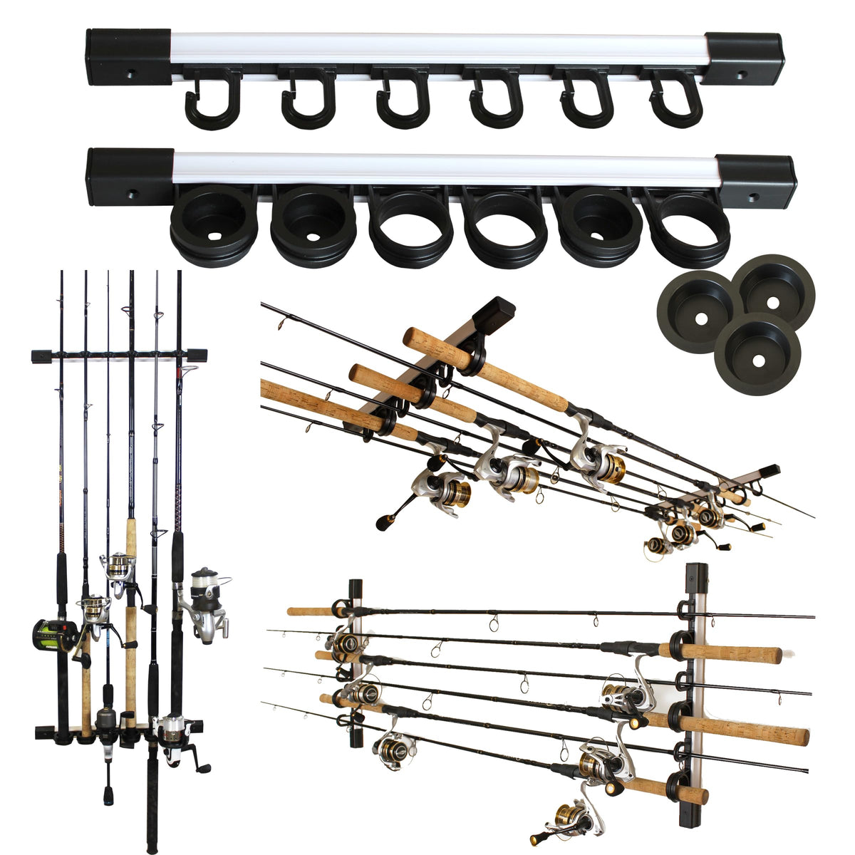 Rush Creek Creations 6 Rod Fishing Pole Holder for Garage - Image 1