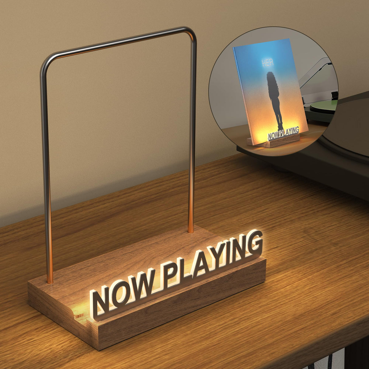 Now Playing Vinyl Record Stand, Light Up Vinyl Record - Image 1