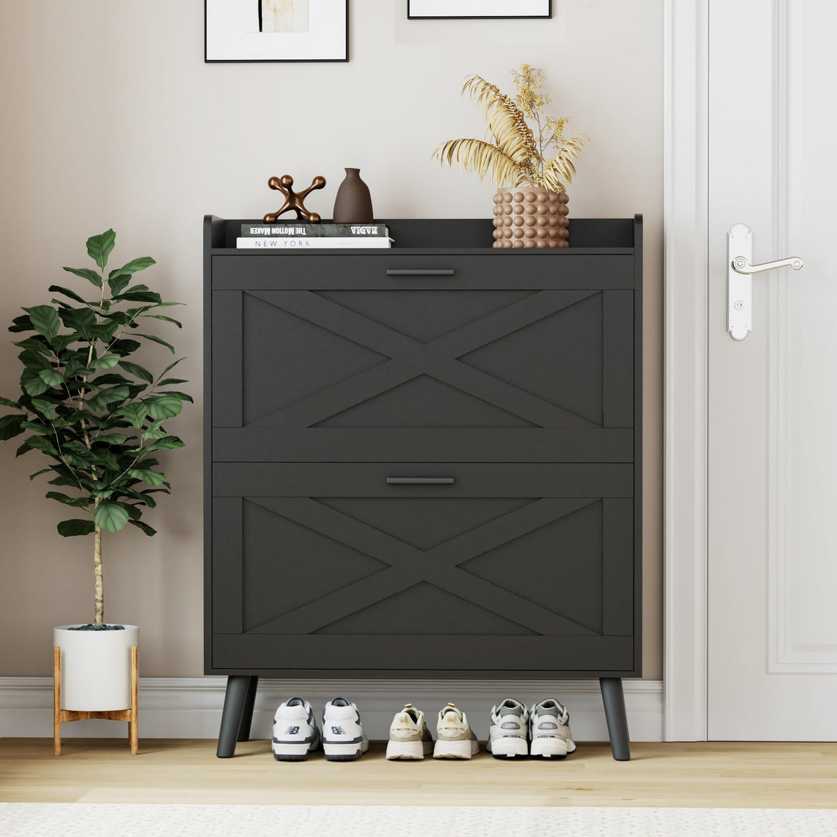 Homleke Farmhouse Shoe Storage Cabinet with Flip Dra | Home Organizati - Image 1