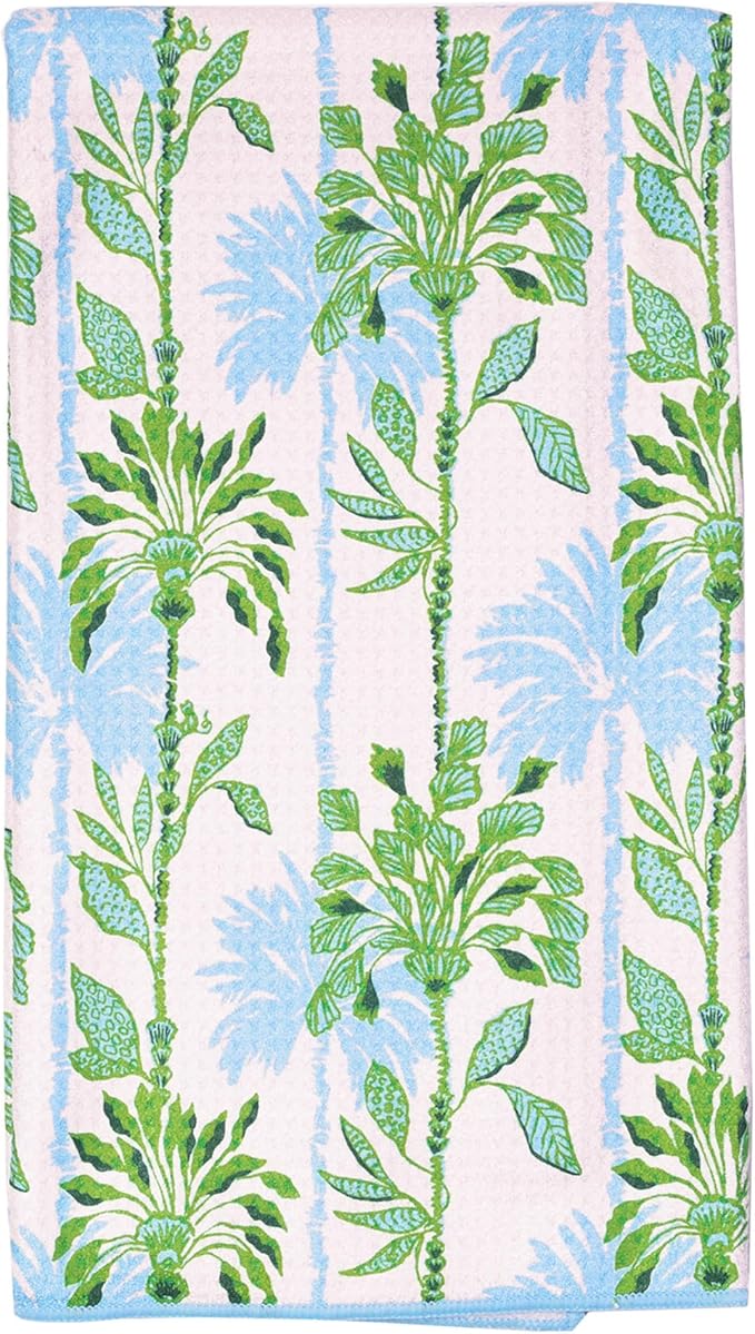 Lilly Pulitzer Microfiber Tea Towel, Waffle Check Decorative Cloth with Hanging Loop (Swayin in The Breeze)