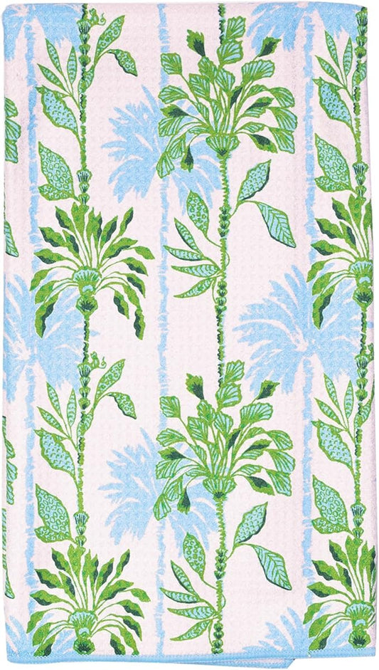 Lilly Pulitzer Microfiber Tea Towel, Waffle Check Decorative Cloth with Hanging Loop (Swayin in The Breeze)
