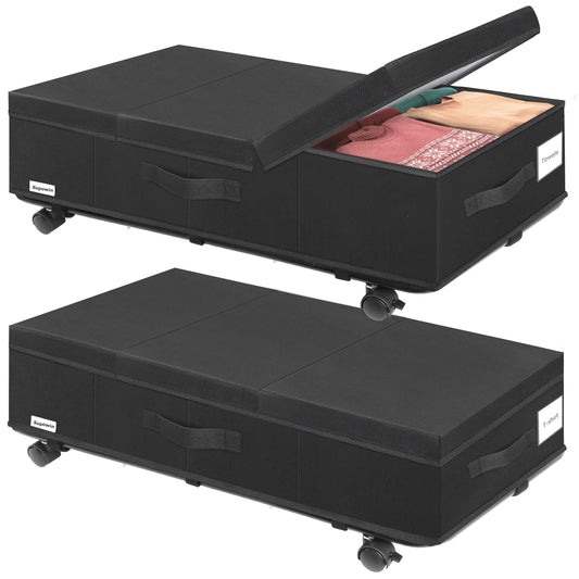Under Bed Storage with Wheels, 2Pack Rolling Underbed Storage - Image 1