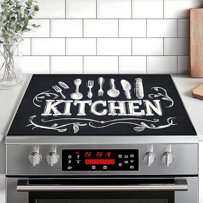 Stove Top Cover Flower Gas Stove Top Cover for Home Decoration Kitchen Pad Non-Stick Washable Cooktop Covers Countertop Protector Keep Stove Clean (Kitchen-2, 28L"x20W")