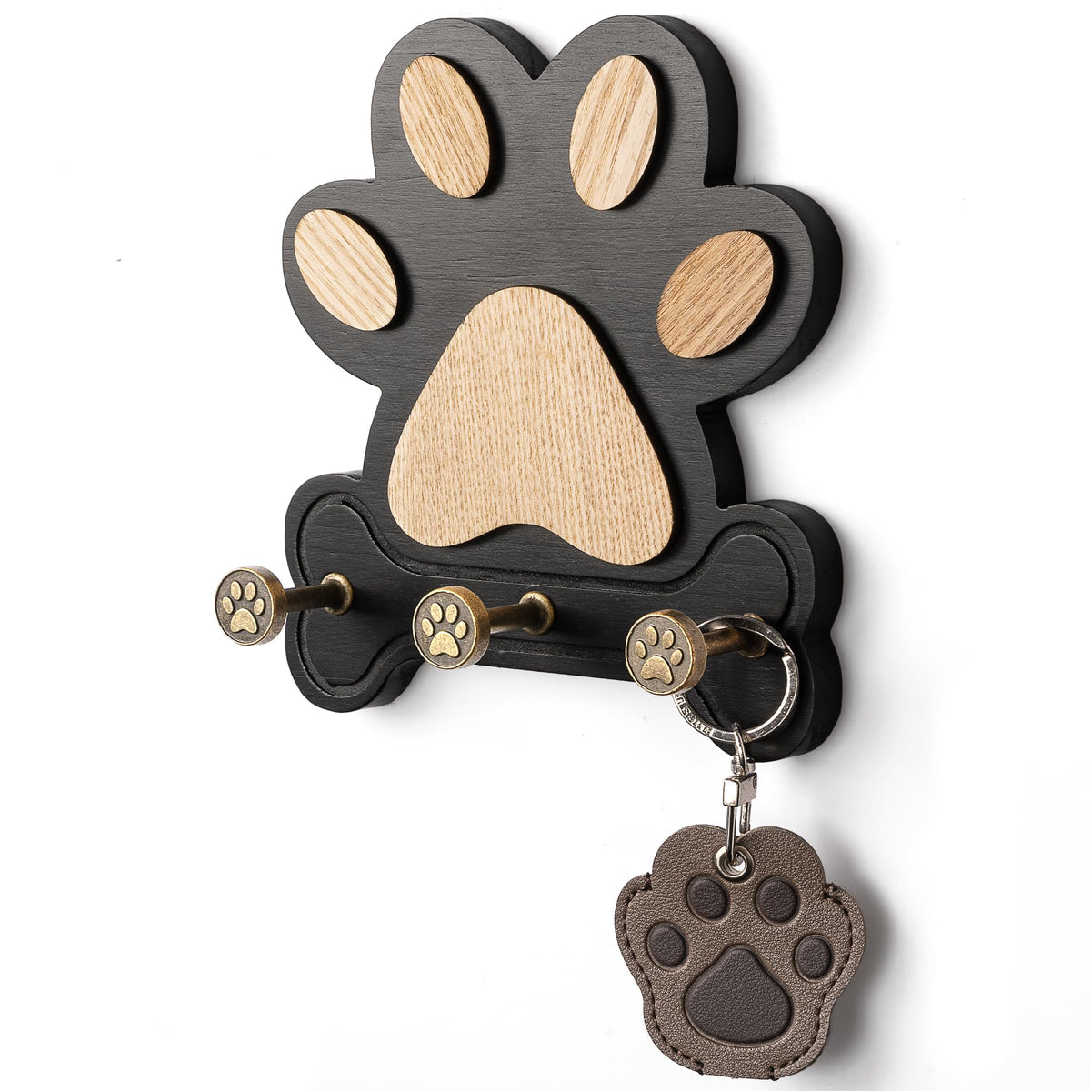 MTERSN Pine Wood Dog Leash Holder for Wall for Dog Walking - Image 1