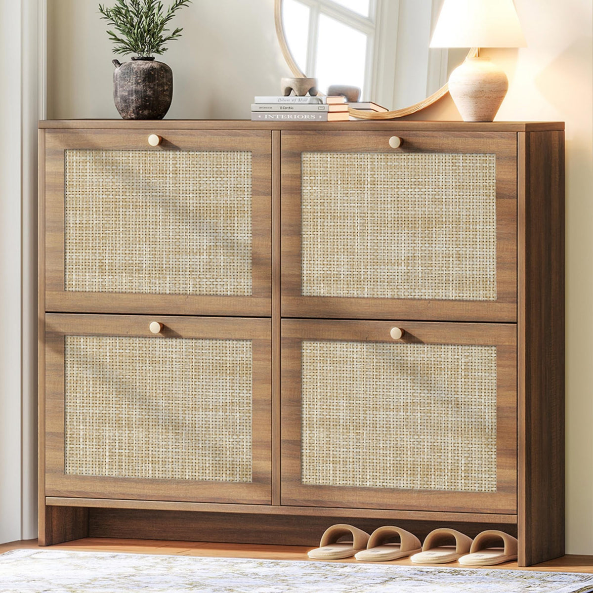 Nicetree Shoe Cabinet Storage for Entryway, 4-Flip Drawer - Image 1