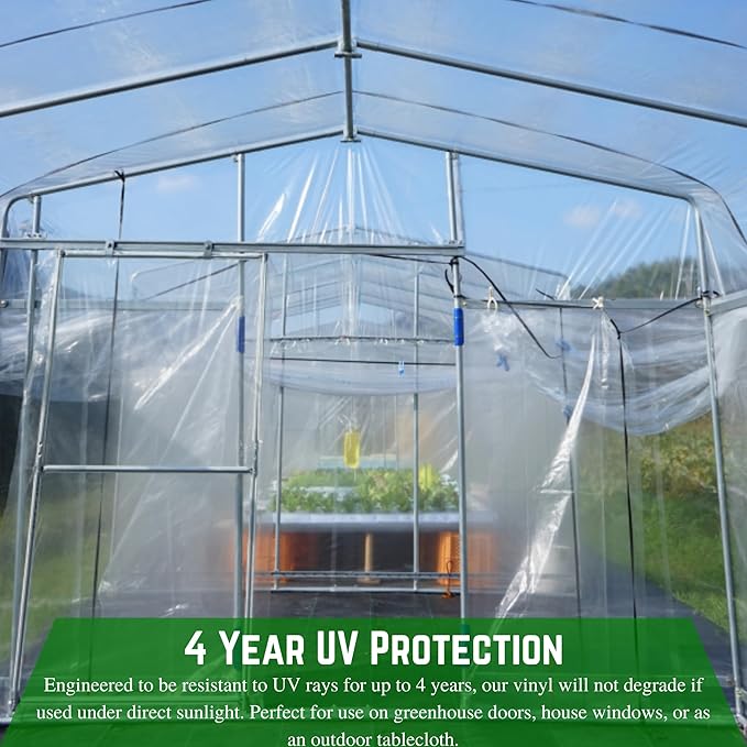 Farm Plastic Supply - Clear Vinyl Sheeting - 80 Mil - Vinyl Plastic Sheeting, Clear Vinyl Roll, Clear Vinyl Sheet for Storm Windows, Clear Vinyl, Covering, Tablecloth Protector (6.5' x 10')