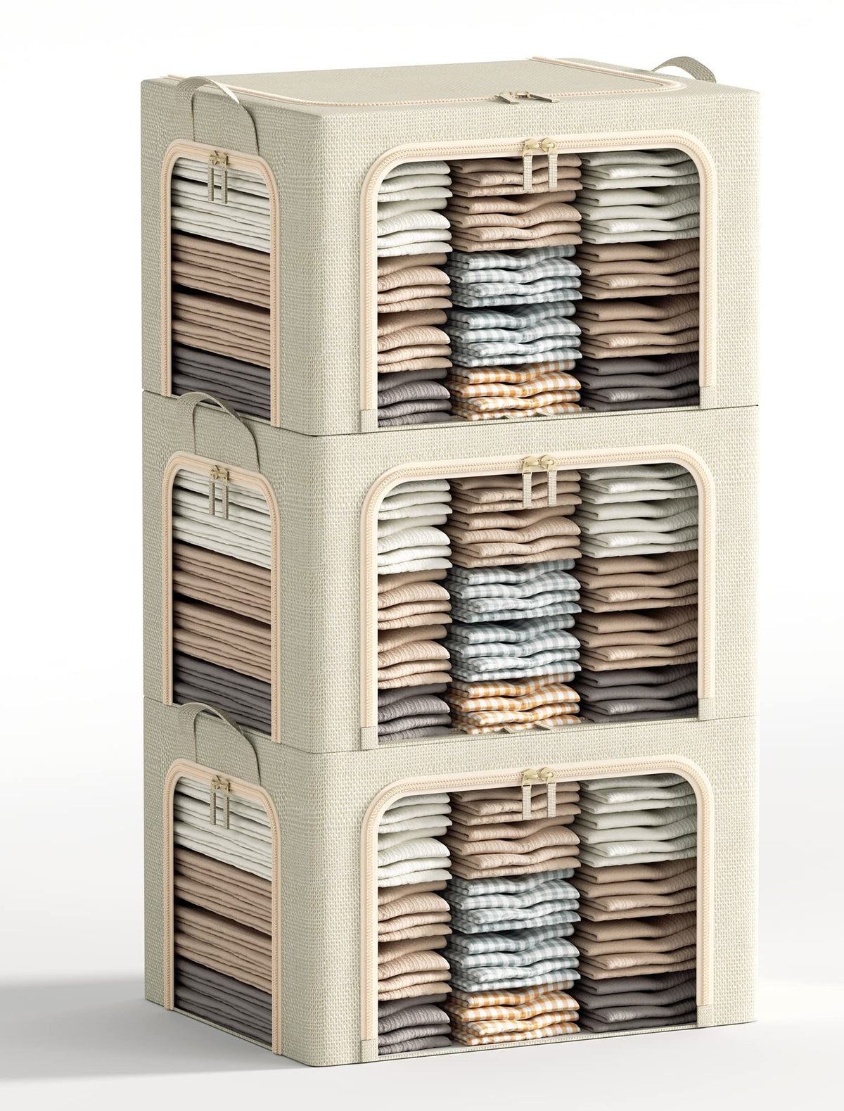 3 Openings Large Clothes Storage Bins with Metal Frame - Image 1