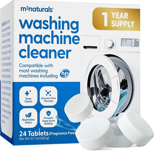 Washing Machine Cleaner Tablets - Oxygen Based HE Top & Front Load Washer Cleaner and Deodorizer Compatible with LG Whirlpool & Most Major Brands - Removes Trapped Odors & Residue (1 Year Supply)