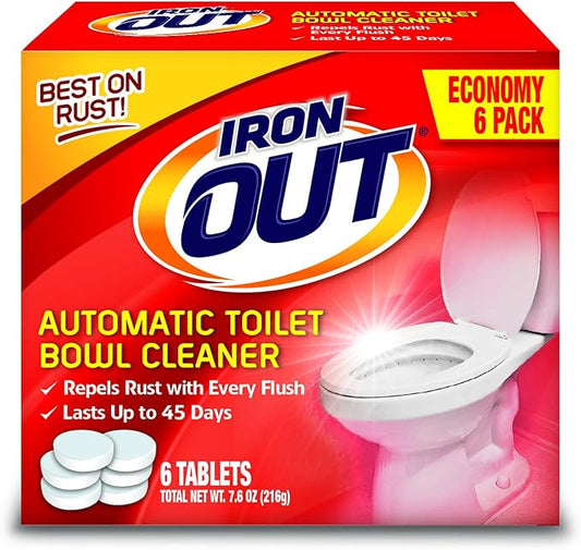 Iron OUT Automatic Toilet Bowl Cleaner, Repel Rust and Hard Water Stains with Every Flush, Household Toilet Cleaner, Pack of 1, 6 Tablets