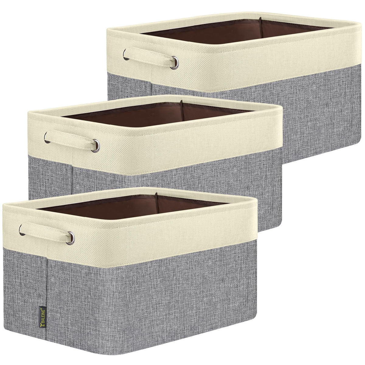 BALEINE 3 Pack Fabric Closet Storage Bins for Shelves - Image 1