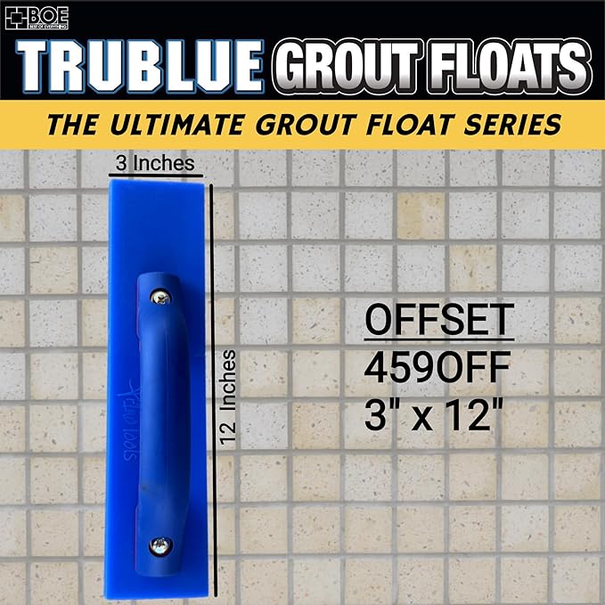 TruBlue Urethane Grout Float for Tile, Soft and Flexible Tile Grout Float Tool with Comfort Grip Handle, 3" x 12"