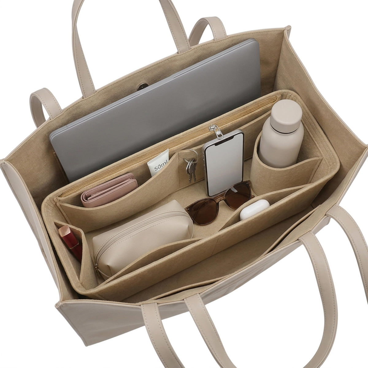 Felt Purse Organizer Insert, Lightweight Multi Pocket Shape - Image 1