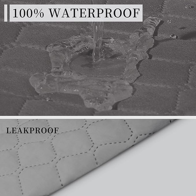 ISSUNTEX Double Protection 100% Waterproof Recliner Covers for Living Room, Reversible Furniture Protector Recliner Couch Sofa Slipcover for Dogs, Pets, Kids (Oversized Recliner, Gray/Light Gray)