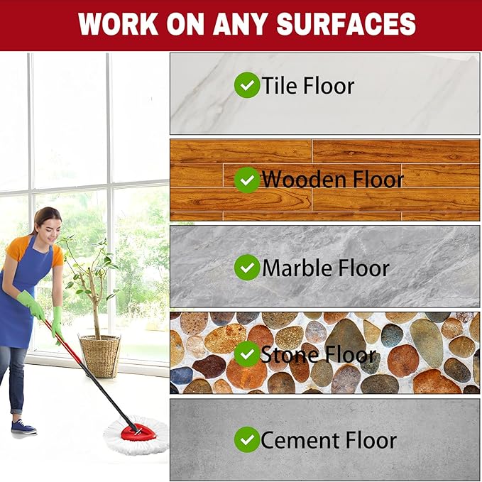 15 Pack Spin Mop Replacement Heads, Mop Replace Head Easywring 1-Tank System, Mop Head Replacement for Hardwood Floor Cleaning, Machine Washable and Easy to Replace