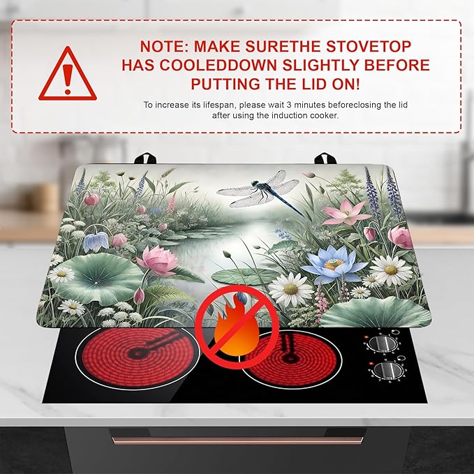 Stove Top Cover for Home Decoration Kitchen Pad Washable Cooktop Covers Countertop Stove Protector Mat for Home Kitchen Cooktops (dragonfly, 28"x20")