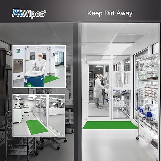 AAwipes Sticky Mat Tacky Pads Adhesive 24" x 36" 5 Packs, 30 Sheets/Packs, 150 Sheets Total Green Cleanroom Floor Mats Remove Dirt for Laboratory Construction Hospital Shoes