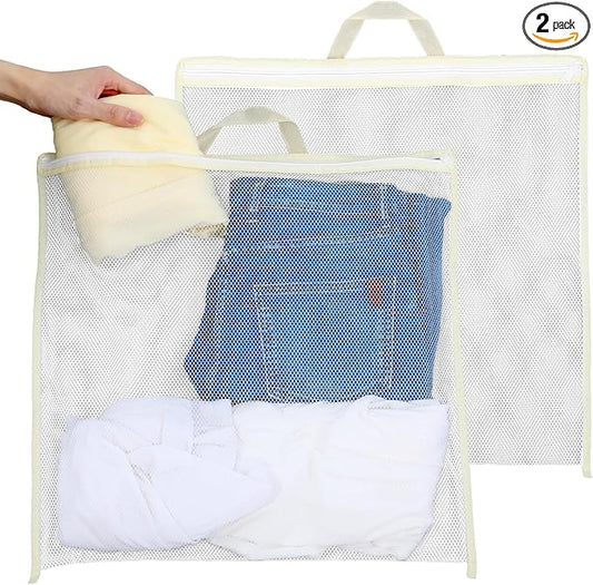 2PCS Mesh Laundry Bags for Washing Machine, Mesh Bag for Laundry Delicates Bag Large Laundry Bag 19x19 Inch Durable Laundry Wash Bag Gentle Wash Protection with Zipper Closure