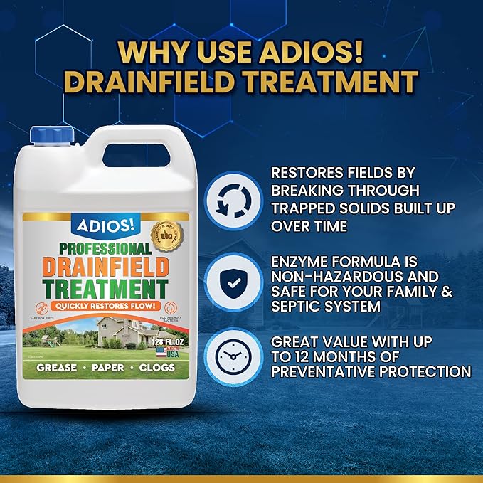 Enzyme Drain Field Cleaner and Treatment for Septic Tanks, Leach Fields and Pipes (Gallon (128oz))