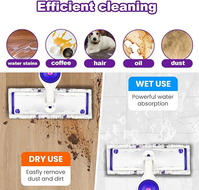 30 Count Disposable Mop Pad Refills, Compatible with Swiffer PowerMop Multi-Surface Mop, Absorbent Cleaning Pads for Hardwood, Tile & Laminate Floors