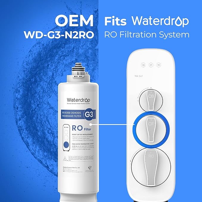 Waterdrop WD-G3-N2RO Replacement Filter, NSF/ANSI 372 Certified, Replacement for WD-G3-W 400 GPD Reverse Osmosis System, 2-year Lifetime