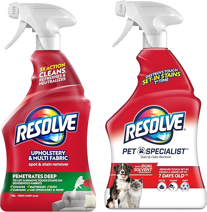Resolve® Upholstery & Multi-Fabric Spot & Stain Remover 22 oz. + Stain & Odor Remover 22 oz