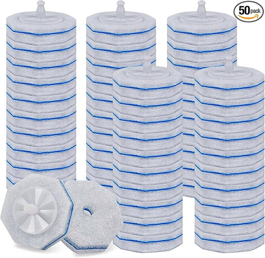 50 Pcs Toilet Bowl Wand Refills for Clorox, Upgraded Octagon Disposable Replacement Heads Compatible with Clorox Toilet Wand for Bathroom Cleaning