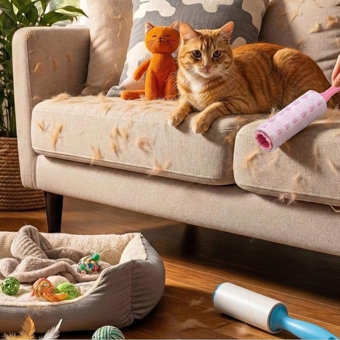 Zhehao 24 Pcs Mini Lint Rollers for Pet Hair Travel Size Clothes Sticky Lint Removers Blue Pink Roller Hair Removal Tools for Dog, Cat, Furniture, Travelers, Pet Owners