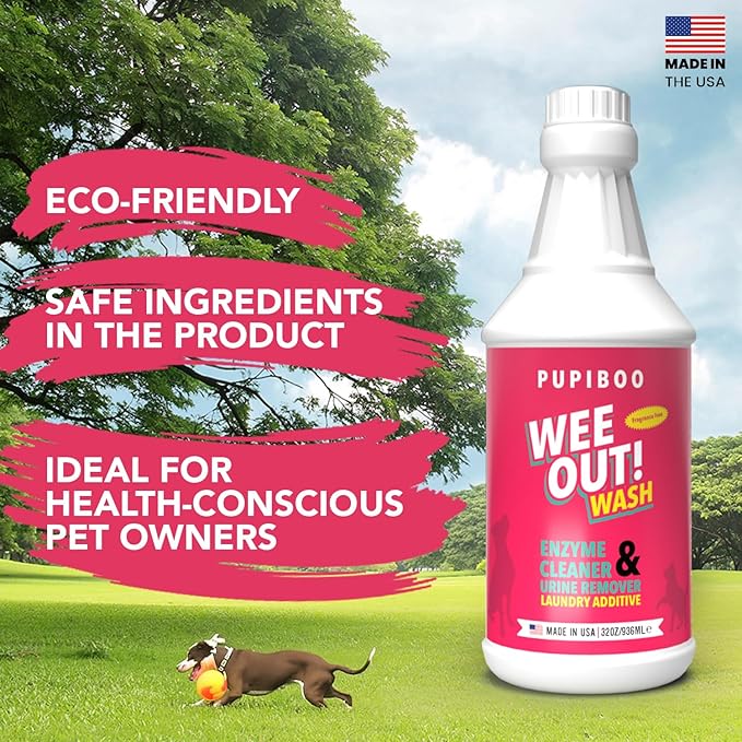 PUPIBOO Wee Out Wash Enzyme Laundry Additive for Pet Odor & Stain Removal - Pet-Safe, Non-Toxic Urine Eliminator for Washable Dog Pads, Bedding, and Blankets - Freshens & Cleans Fabrics
