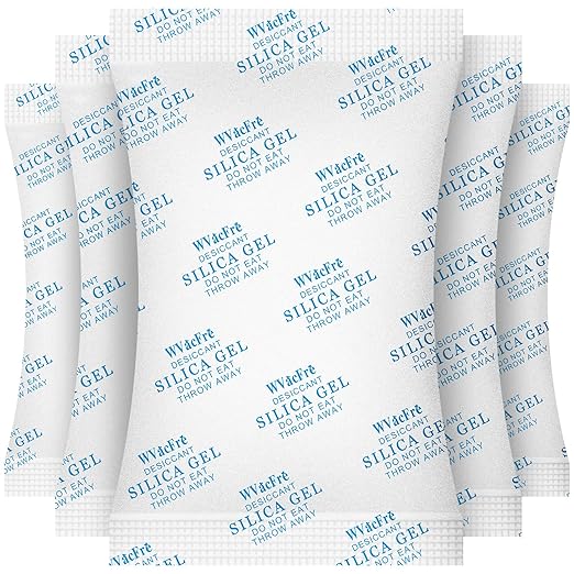 20 Gram(50Packs) Food Grade Moisture Absorber Silica Gel Desiccant Packets for Storage,Desiccant Beads Silica Gel Packs for Moisture Control