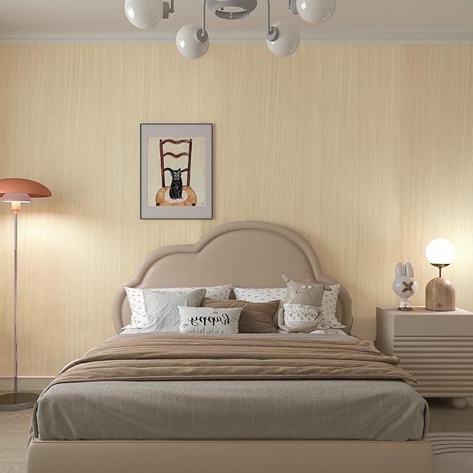 BOMENG Large White Oak Wood Contact Paper Peel and Stick Light Oak Wallpaper Countertops for Kitchen Beige Wood Wallpaper 48"x197" Faux Wood Grain Wall Paper for Cabinets Drawes Liner Walls Desk