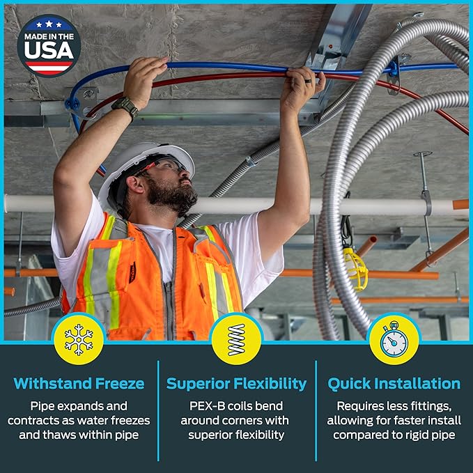SharkBite 1 Inch x 300 Feet Blue PEX-B, PEX Pipe Flexible Water Tubing for Plumbing, U880B300