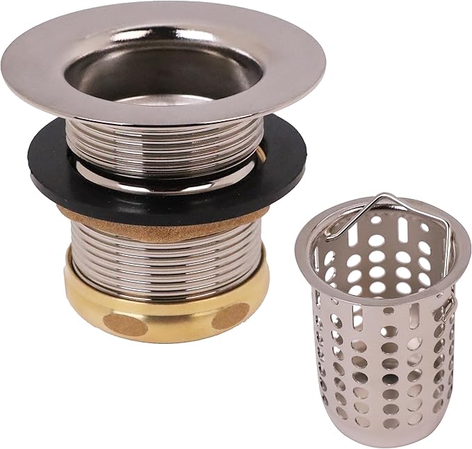 Westbrass D218-07 Junior Bar and Laundry Sink Drain Assembly with Removable Strainer Basket, Satin Nickel
