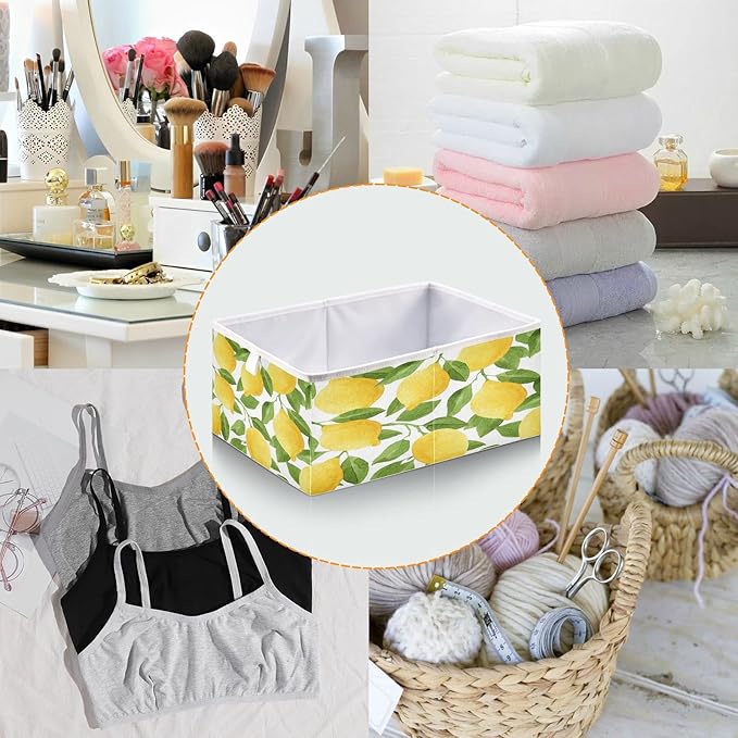 Bolaz Yellow Lemon Closet Organizers Storage Cubes Storage Bins Shelf Baskets Containers for Home Kids Room Toys Office,Rectangle