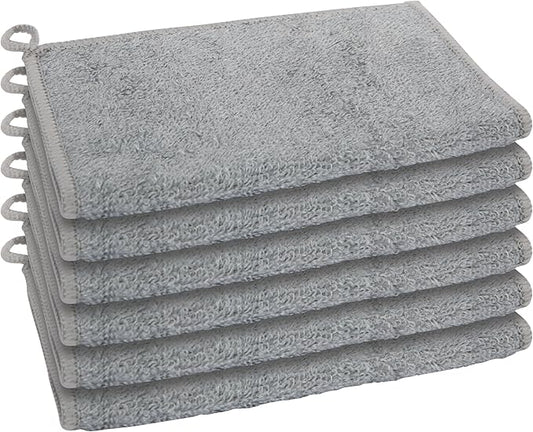 Oggi Bambou Odor-Free Kitchen Washcloths - Natural Kitchen Dish Cloths, 91% Bamboo-Derived Rayon Cellulose Fiber, Reusable, Absorbent, Hygienic, Fast Dry, Durable, Non-Scratch, Lint-Free - 6 pcs, 7x9