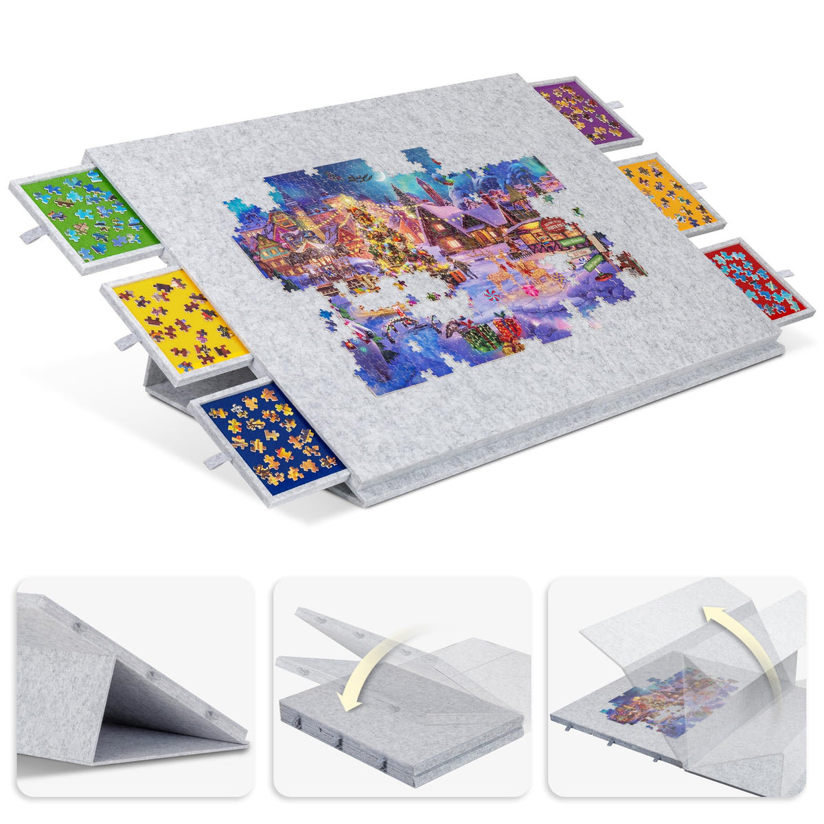 Lavievert 2000 Pieces Portable Jigsaw Puzzle Board with 6 - Image 1