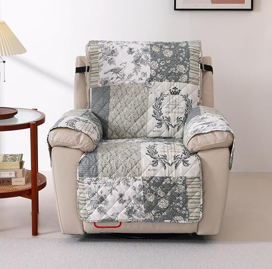 Cmfshape Skidproof Sofa Cover-Grey Bird Sofa Slipcover with Elastic Straps-Easy Fit Slip Cover-Washable Furniture Protector for Pets and Kids(Chair,Grey)