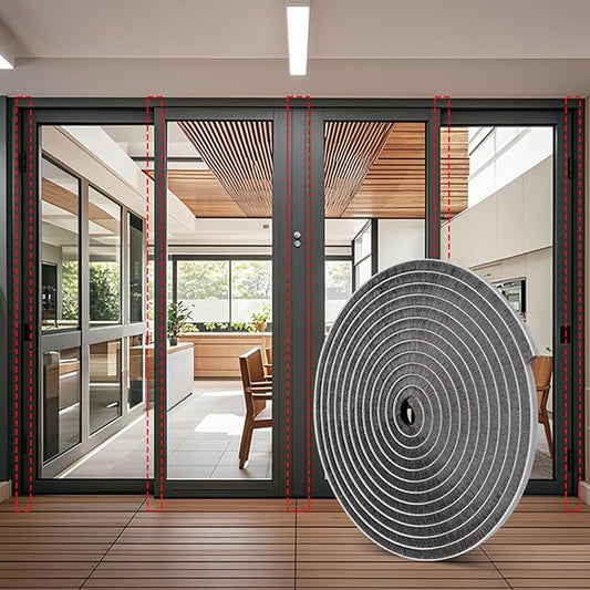 33 Ft Strong Adhesive Brush Weather Stripping for Sliding Windows and Door Frames-Seal Strip for Soundproofing,Waterproof,and Windproof-Durable and Wear Resistant,0.6"x 0.4"