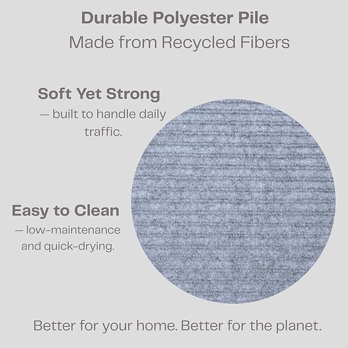 iCustomRug Ribbed Hallway Runner – 3'x10' Grey, Indoor/Outdoor, Non-Slip TPR Rubber Backing, Low-Profile All-Weather Carpet, Non-Shedding & Easy Care, Utility Rug Ideal for High Traffic Areas