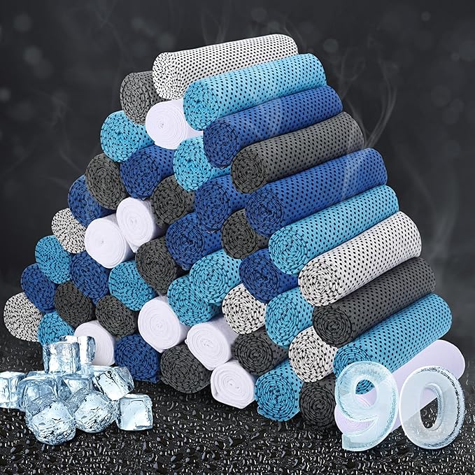Honoson Cooling Towel Bulk - Neck & Face Cool Chilly Towels Microfiber Breathable Sport Sweat Rag for Gym, Yoga, Travel, Camping, Running, Outdoor