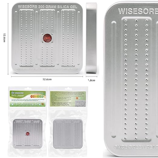 200 Gram 2 Pack Gun Safe Dehumidifier, Reusable Silica Gel Dehumidifier, Indicating Silica Gel Desiccant Canister (Orange to Green)
