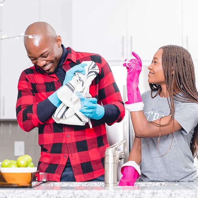 Playtex Living Reuseable Rubber Cleaning Gloves, Premium Protection Reusable Household Gloves, Large (Pack of 3)