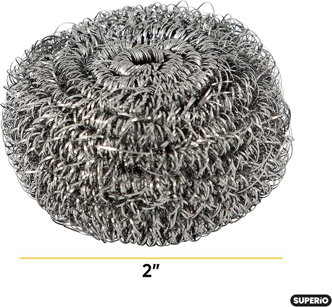 Superio Stainless Steel Scourers Steel Wool Scrubber Pad Used for Dishes, Pots, Pans, Grill, Stoves, and Ovens, Easy scouring for Tough Kitchen Cleaning (3)